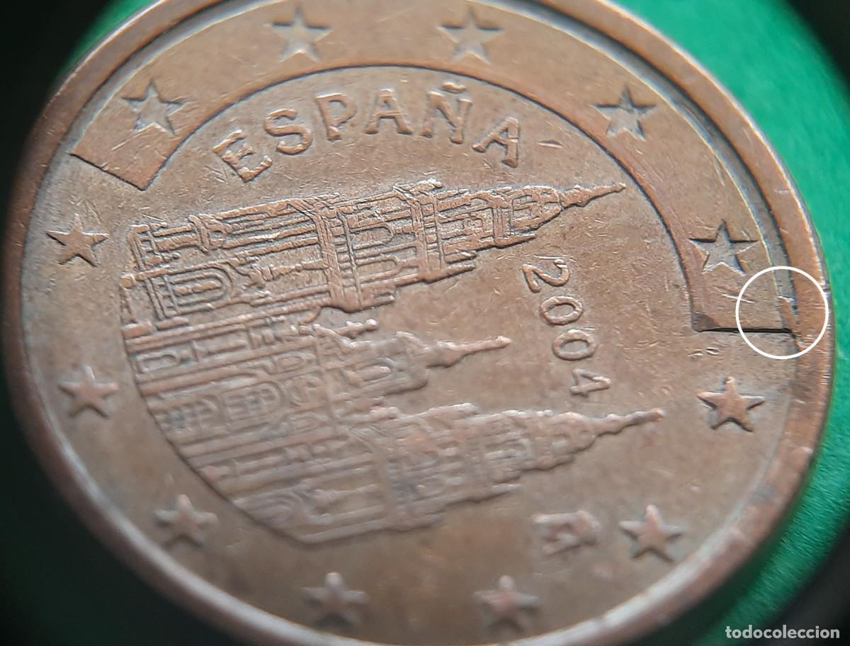 Monedas con errores: (ERROR-ESPA&Ntilde;A)(2004) 5 C&Eacute;NTIMOS CON ERROR. EXCESO DE METAL/PEGOTE - Foto 14