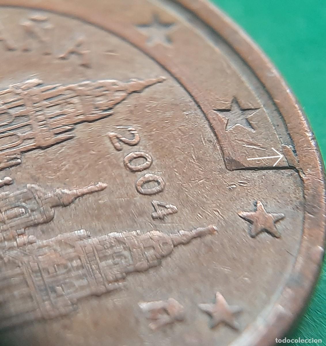 Monedas con errores: (ERROR-ESPA&Ntilde;A)(2004) 5 C&Eacute;NTIMOS CON ERROR. EXCESO DE METAL/PEGOTE - Foto 18
