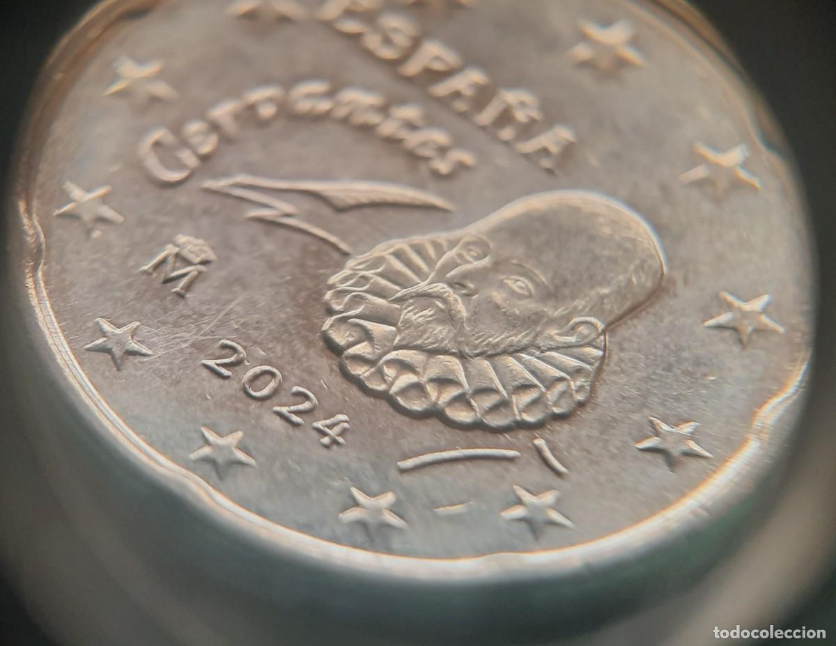 Monedas con errores: (ERROR-ESPA&Ntilde;A)(2024) 20 C&Eacute;NTIMOS CON ERROR. EXCESO DE METAL EN OREJA DE CERVANTES - Foto 20