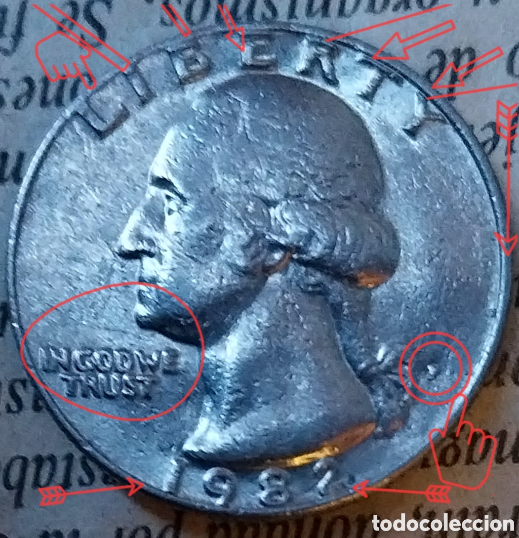 Monedas con errores: Cuarto dollar RAREZA ALTA errores 1982 - Foto 6