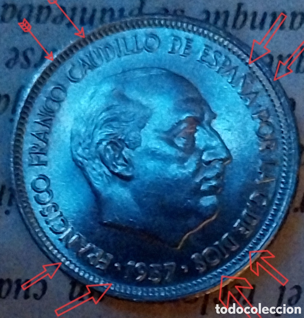 Monedas con errores: 5ptas 1957*⁵⁹, Espa&ntilde;a Caudillo error - Foto 4