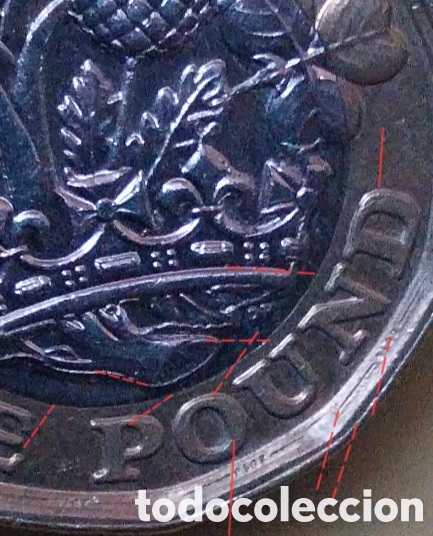 Monedas con errores: ONE POIN Elisabeth II, 2018 Error Doubled-Die - Foto 2