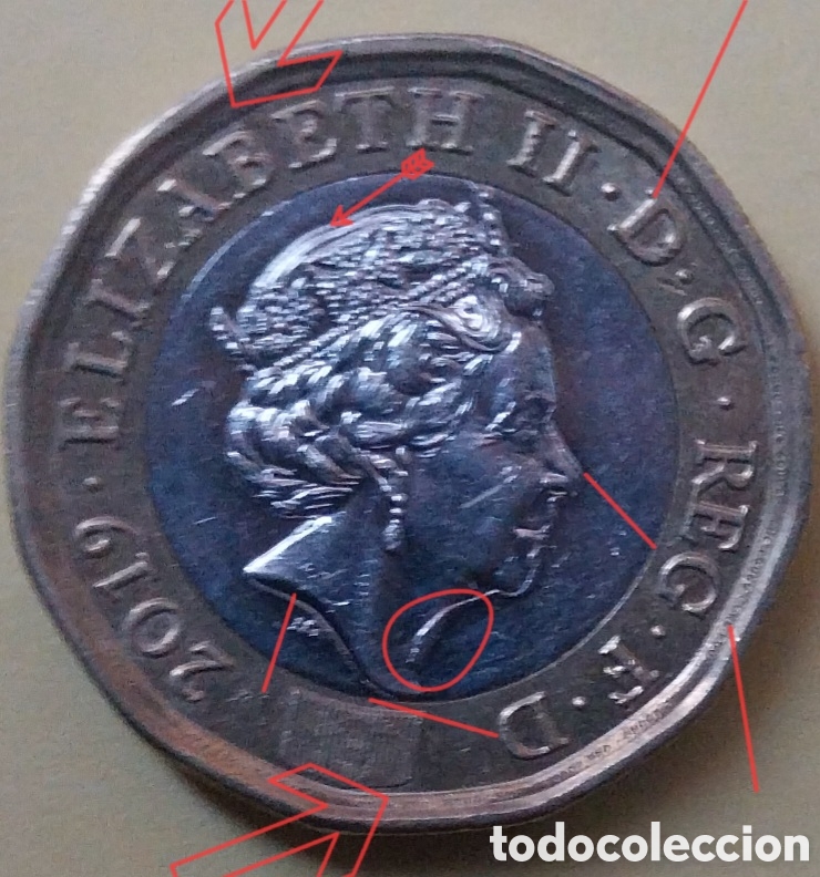 Monedas con errores: ONE POIN Elisabeth II, 2018 Error Doubled-Die - Foto 3