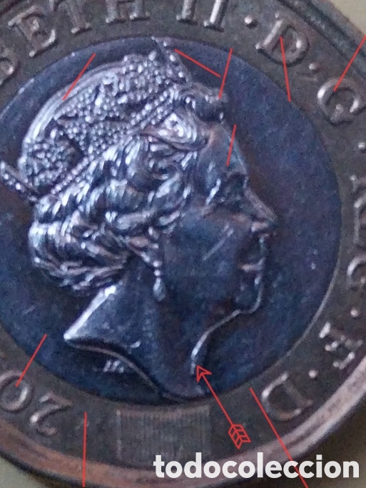 Monedas con errores: ONE POIN Elisabeth II, 2018 Error Doubled-Die - Foto 4