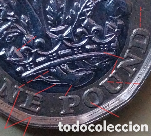 Monedas con errores: ONE POIN Elisabeth II, 2018 Error Doubled-Die - Foto 5