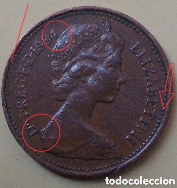 Monedas con errores: One Penny 1984, error - Foto 1