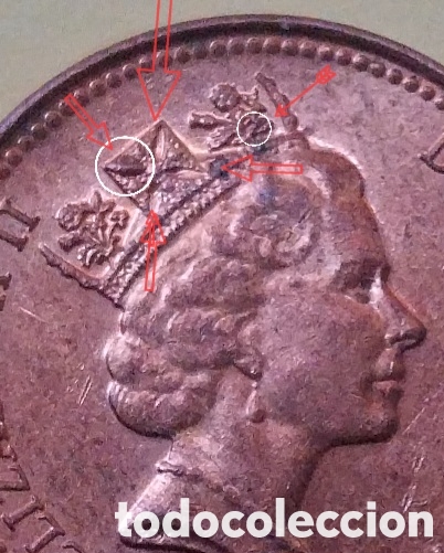 Monedas con errores: One Penny 1997 error, Rotura de cu&ntilde;o - Foto 1