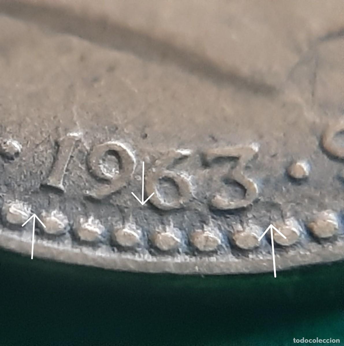 Monedas con errores: (ERROR-ESPA&Ntilde;A)(1963*66) 1 PESETA CON ERROR. REPINTE EN REVERSO Y ANVERSO - Foto 14