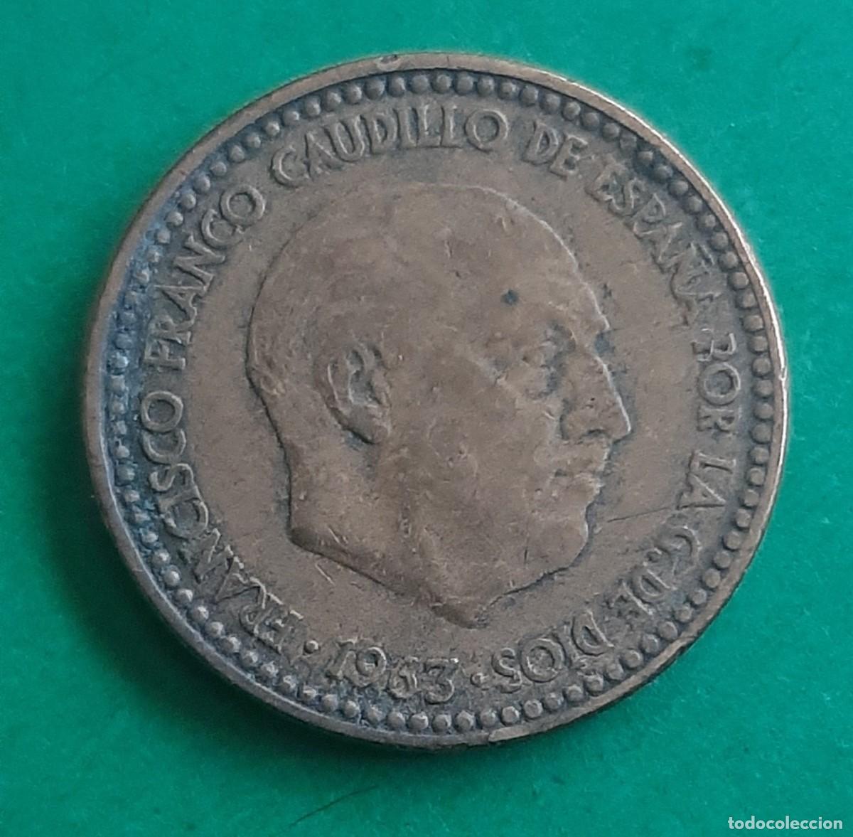Monedas con errores: (ERROR-ESPA&Ntilde;A)(1963*65) 1 PESETA CON ERROR. REPINTE EN ANVERSO - Foto 7