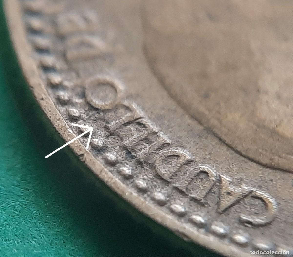 Monedas con errores: (ERROR-ESPA&Ntilde;A)(1963*65) 1 PESETA CON ERROR. REPINTE EN ANVERSO Y REVERSO - Foto 2