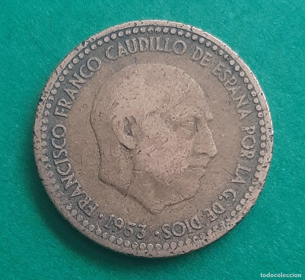 Monedas con errores: (ERROR-ESPA&Ntilde;A)(1953*56) 1 PESETA CON ERROR. ROTURA DE CU&Ntilde;O - Foto 8