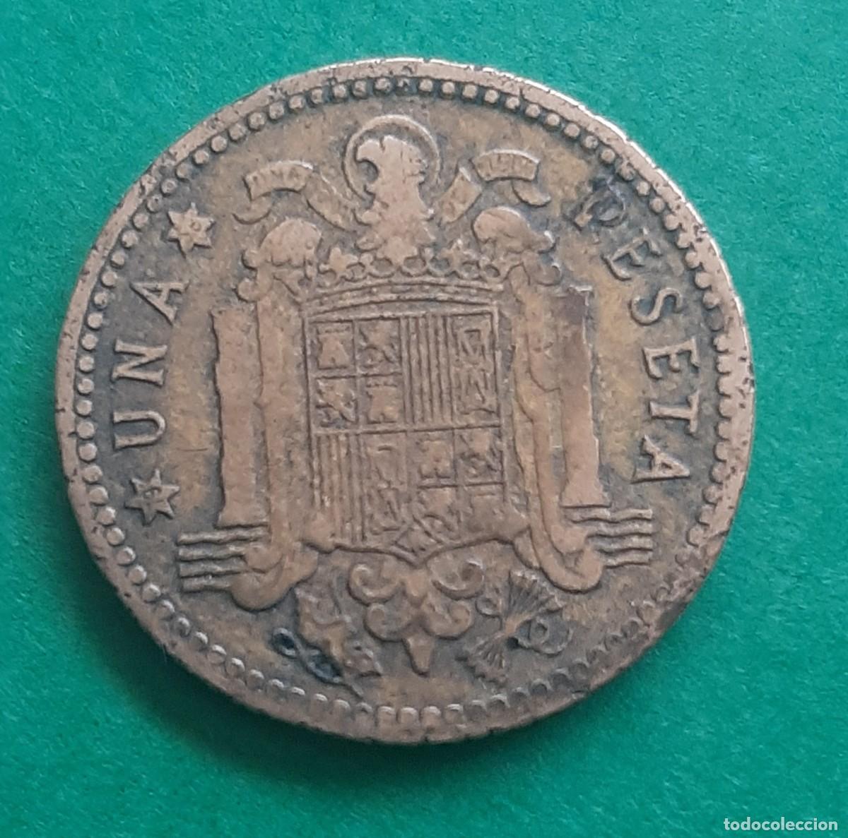 Monedas con errores: (ERROR-ESPA&Ntilde;A)(1953*56) 1 PESETA CON ERROR. ROTURA DE CU&Ntilde;O - Foto 9