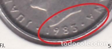 Monedas con errores: Moneda 10 Ptas 1983 J Carlos. Error, Remarcada 1983-Letras, Anv Mbc. - Foto 2