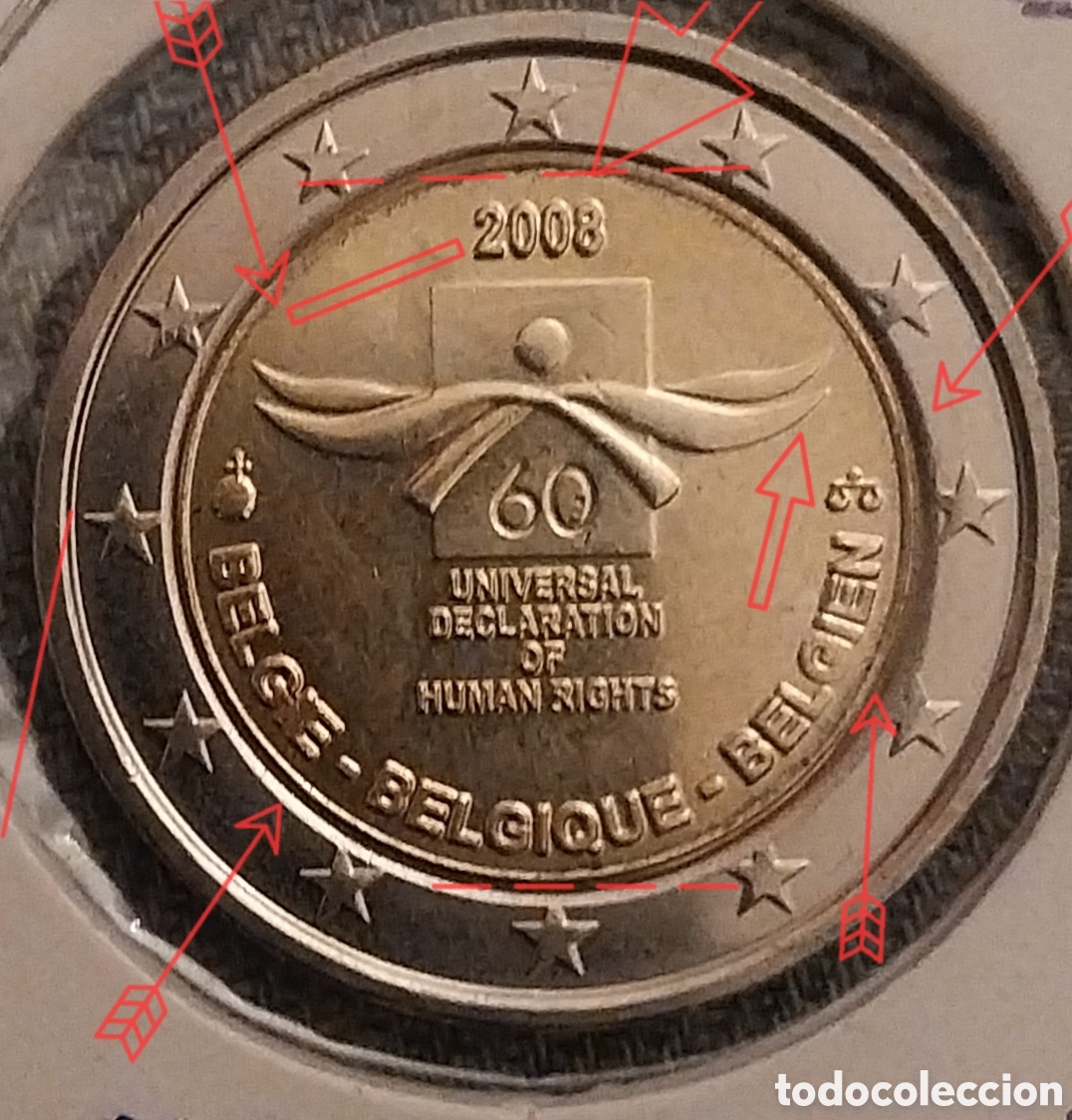 Monedas con errores: Error de Ceca 2eu B&eacute;lgica 2008 Conmemorativa - Foto 3