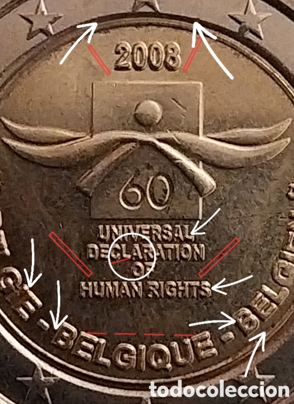 Monedas con errores: Error de Ceca 2eu B&eacute;lgica 2008 Conmemorativa - Foto 8