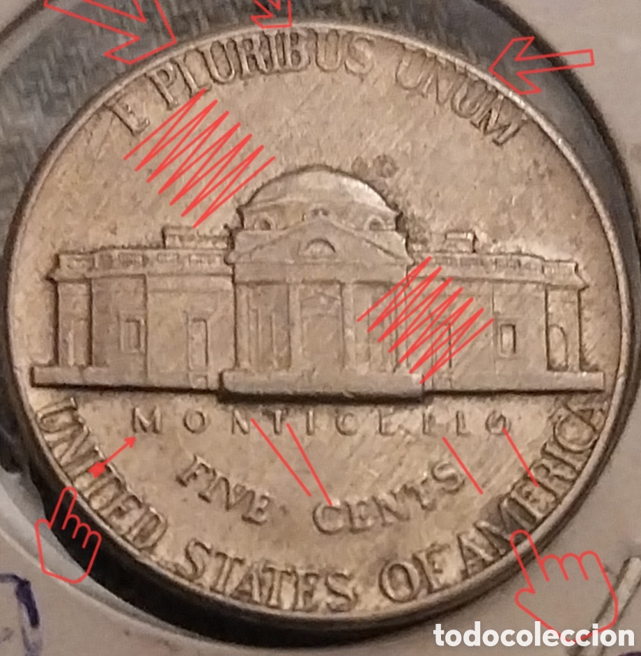 Monedas con errores: Five Cent E.E.U.U ERROR 1971 - Foto 2