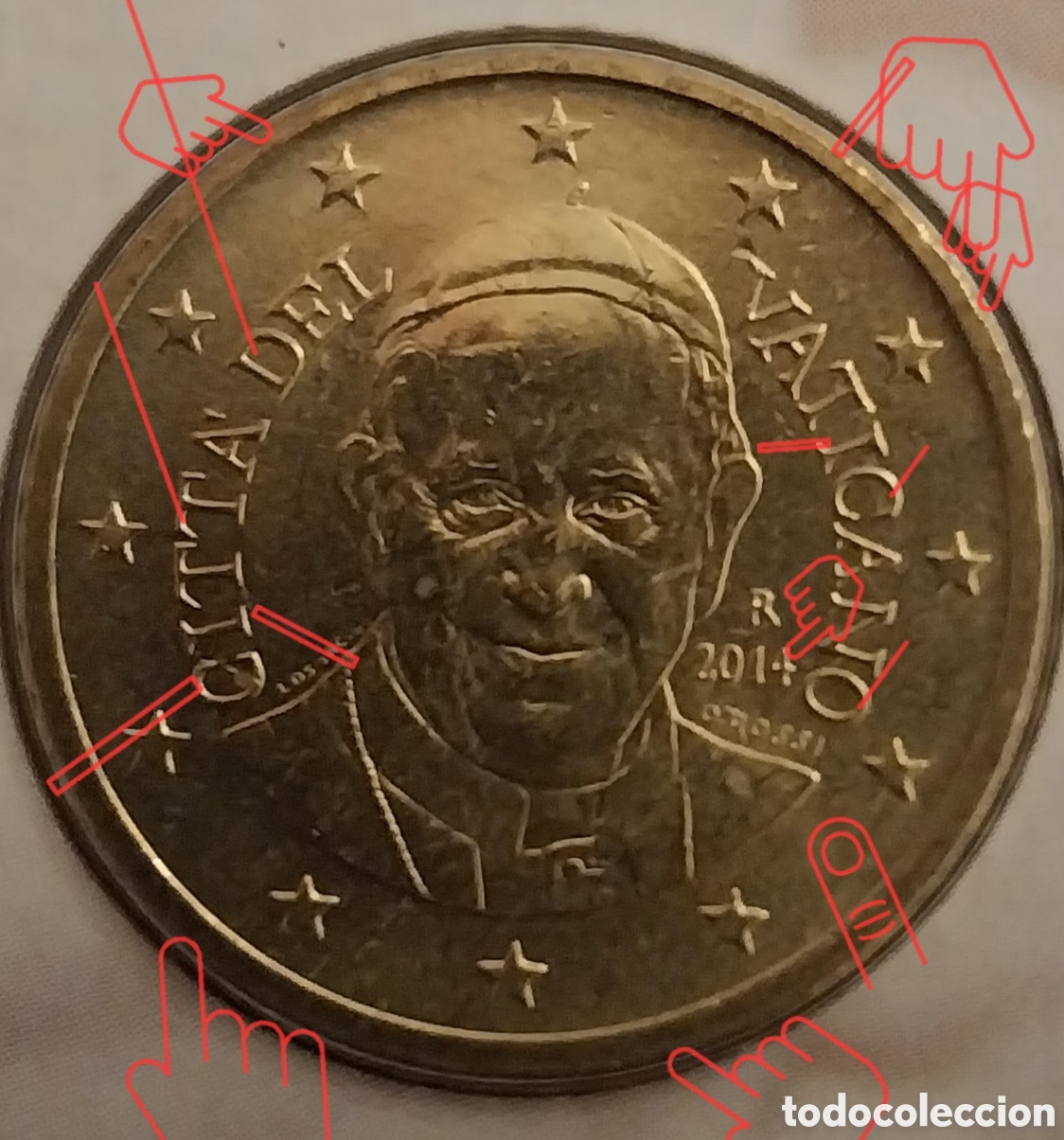 Monedas con errores: 2 Monedas ERROR 50cents Vaticano + 10 Kopper Rusia. - Foto 8