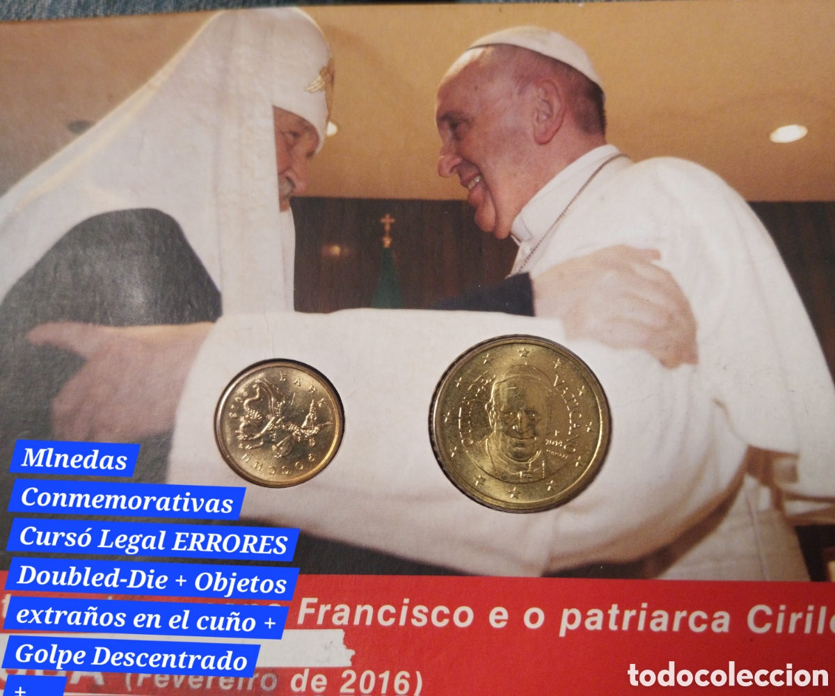 Monedas con errores: 2 Monedas ERROR 50cents Vaticano + 10 Kopper Rusia. - Foto 1