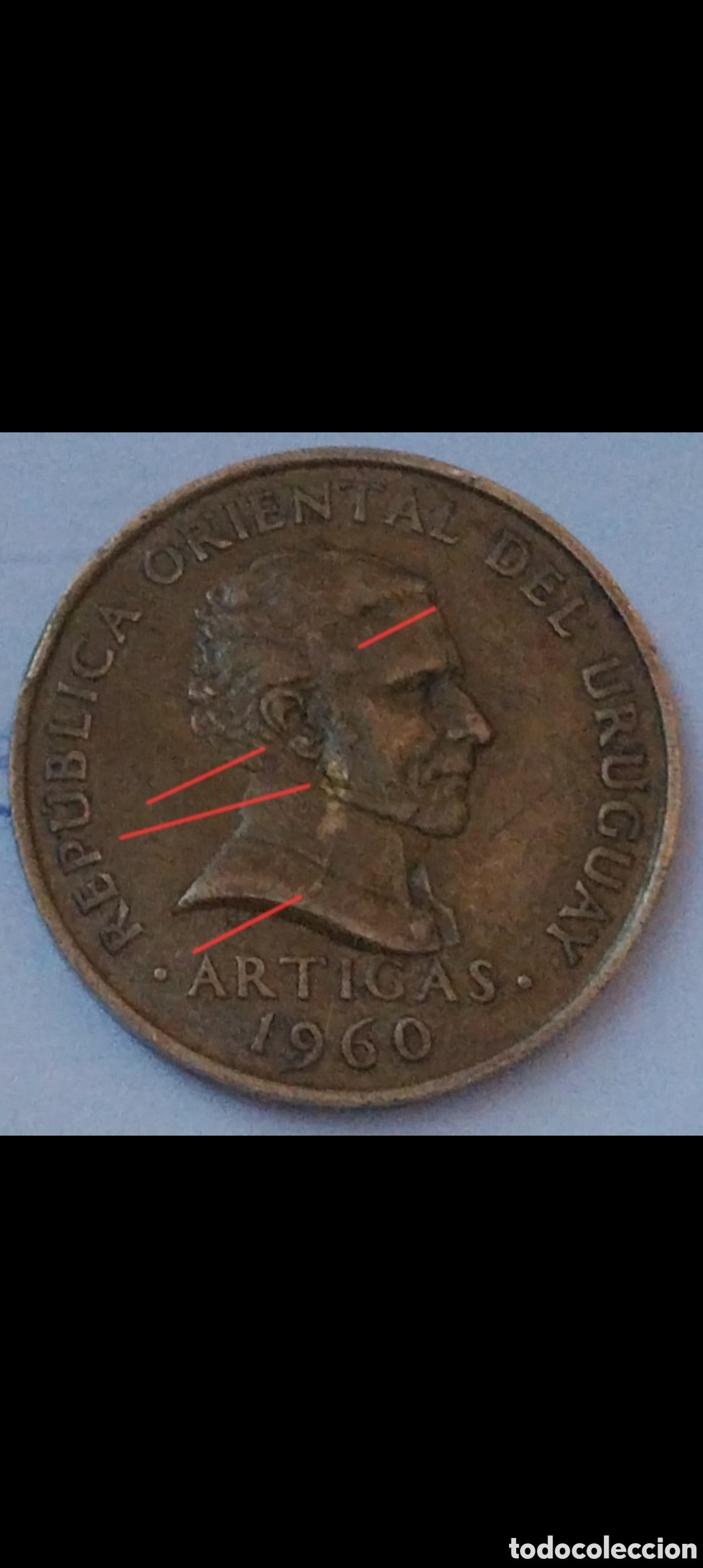 Monedas con errores: ARTIGAS ARGENTINA 1960, ERRORES Centesimos - Foto 1