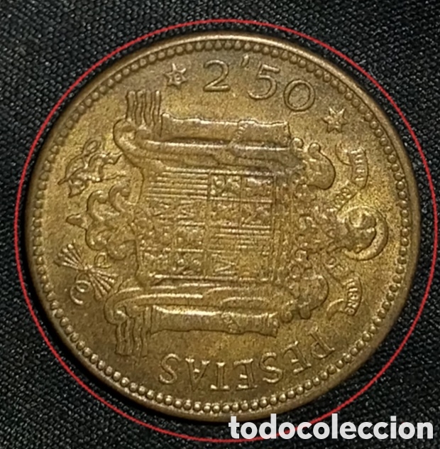 Monedas con errores: 2,50 Ptas 1953 Franco - Estrellas 13-56 Error Cu&ntilde;o - MBC - Foto 14