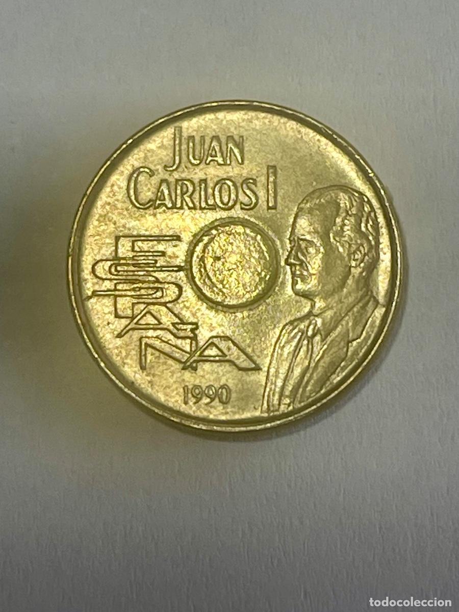 Monedas con errores: * ERROR * 25 pesetas a&ntilde;o 1990 SIN TALADRO CENTRAL - Foto 1