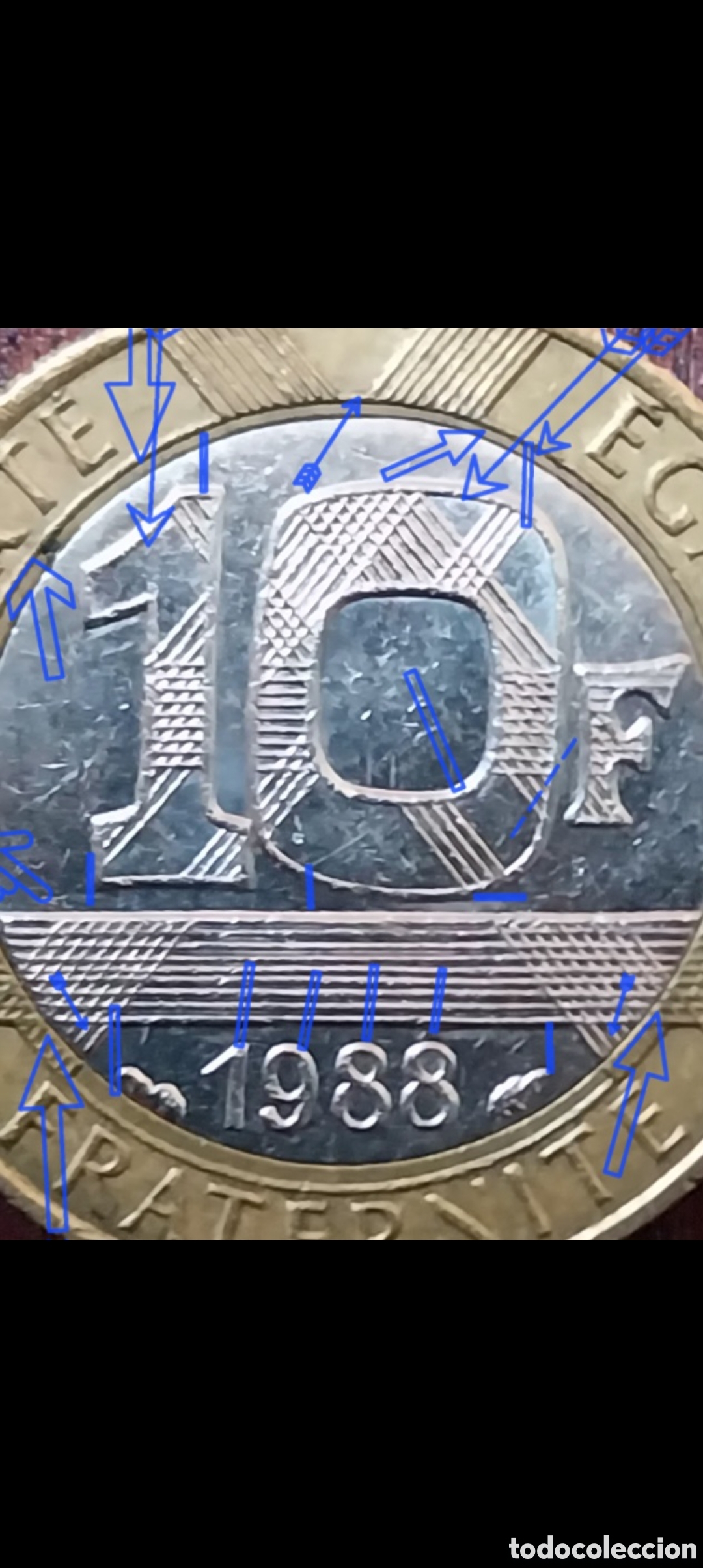 Monedas con errores: 10 Francos franceses 1988 error - Foto 5