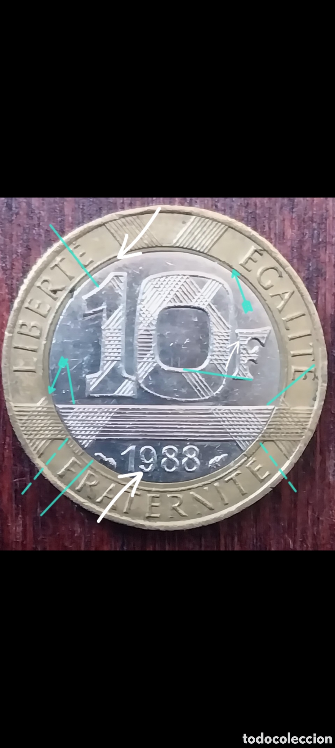 Monedas con errores: 10 Francos franceses 1988 error - Foto 7