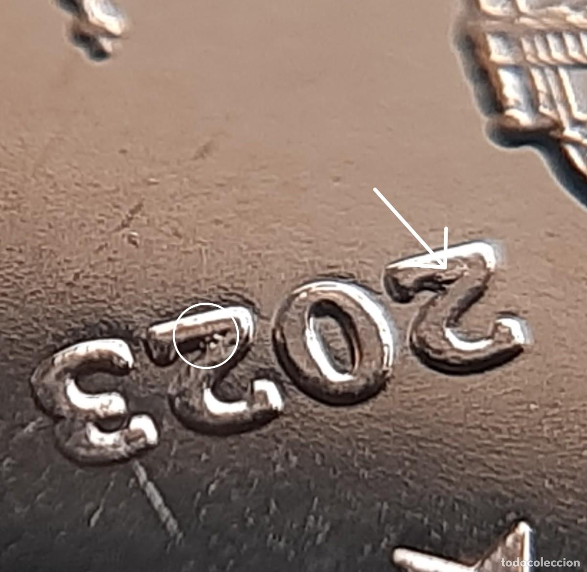 Monedas con errores: (ESPA&Ntilde;A)(2023)(ERROR) 5 C&Eacute;NTIMOS DE EURO CON EXCESOS DE METAL - Foto 2