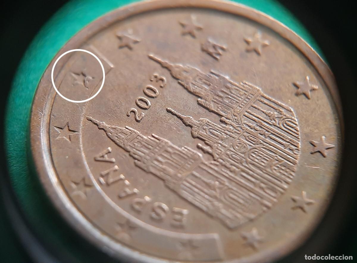 Monedas con errores: (ESPA&Ntilde;A)(2003)(ERROR) 5 C&Eacute;NTIMOS DE EURO CON EXCESO DE METAL - Foto 14