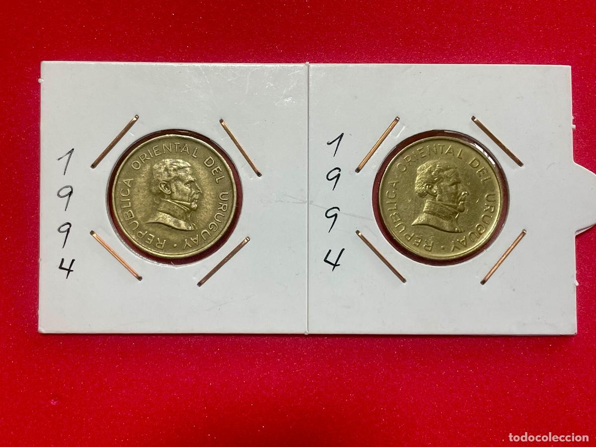 Monedas con errores: * ERROR * 2 pesos URUGUAY 1994 REVERSO GIRADO - Foto 1