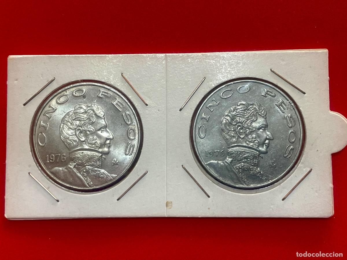 Monedas con errores: * ERROR * 5 pesos MEJICO 1976. VARIANTE DE CU&Ntilde;O - Foto 1