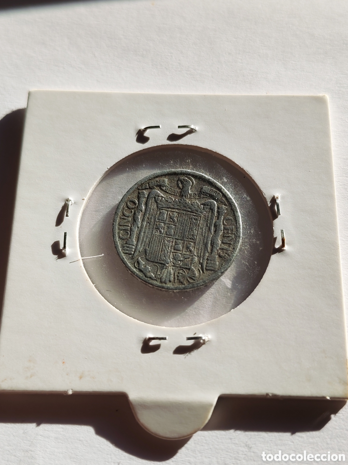 Monedas con errores: Espa&ntilde;a. 5 centimos 1940. Error troquel roto. Aluminio - Foto 2
