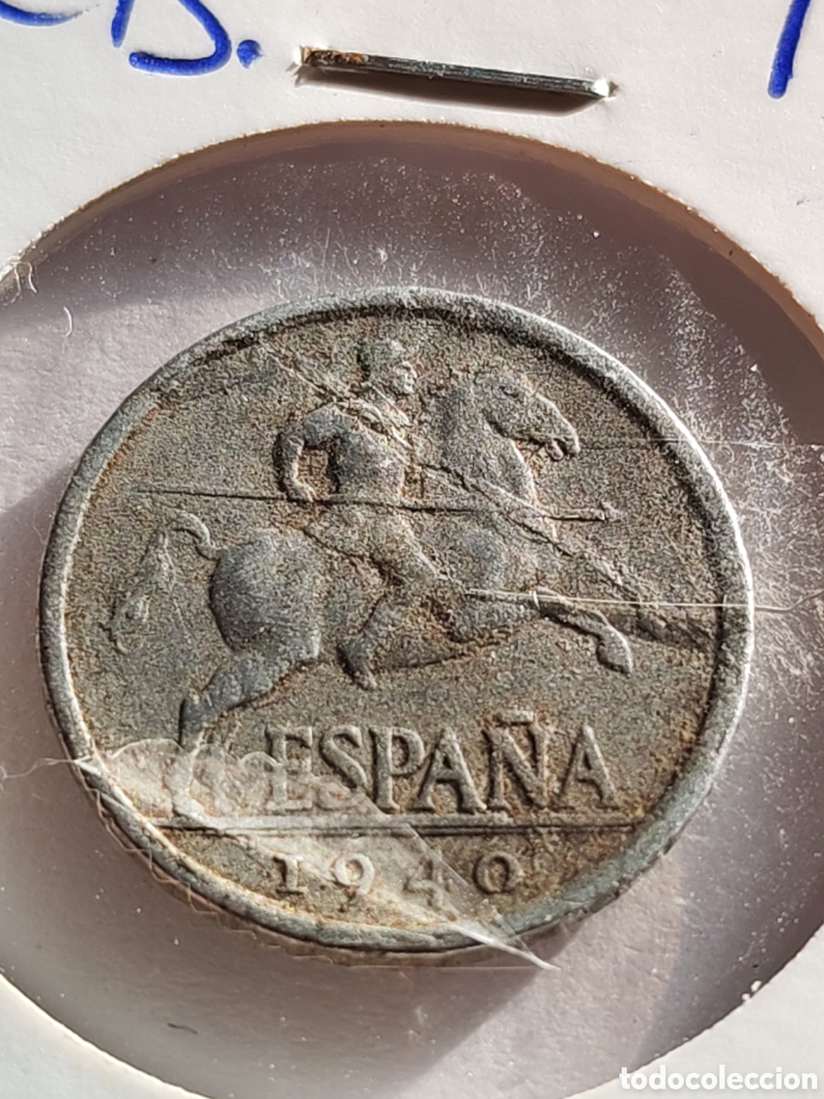 Monedas con errores: Espa&ntilde;a. 5 centimos 1940. Error troquel roto. Aluminio - Foto 3