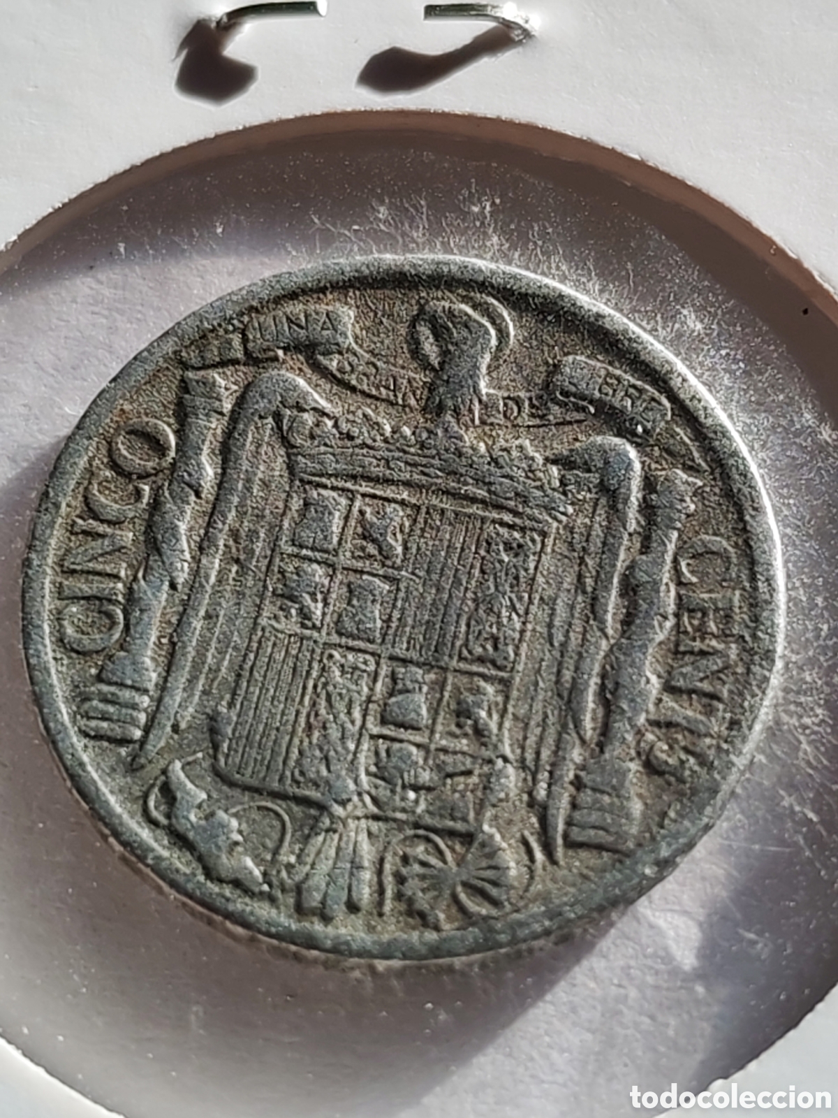 Monedas con errores: Espa&ntilde;a. 5 centimos 1940. Error troquel roto. Aluminio - Foto 4