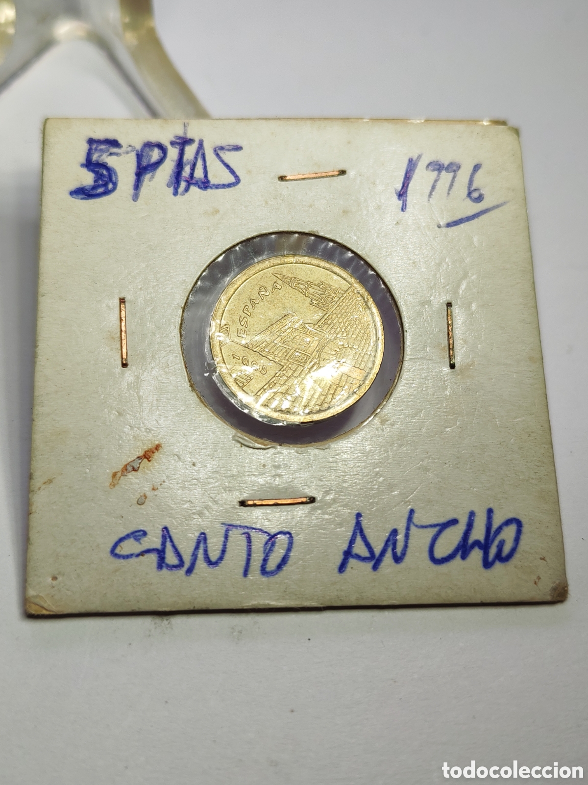 Monedas con errores: Espa&ntilde;a. 5 pesetas. 1996 variante canto ancho - Foto 1