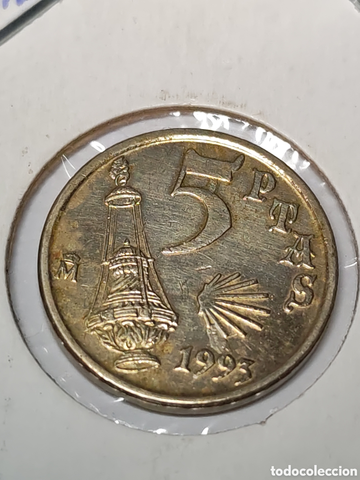 Monedas con errores: Espa&ntilde;a. 5 pesetas. 1993. Variante cu&ntilde;o 5 . SC. Sin circular - Foto 3