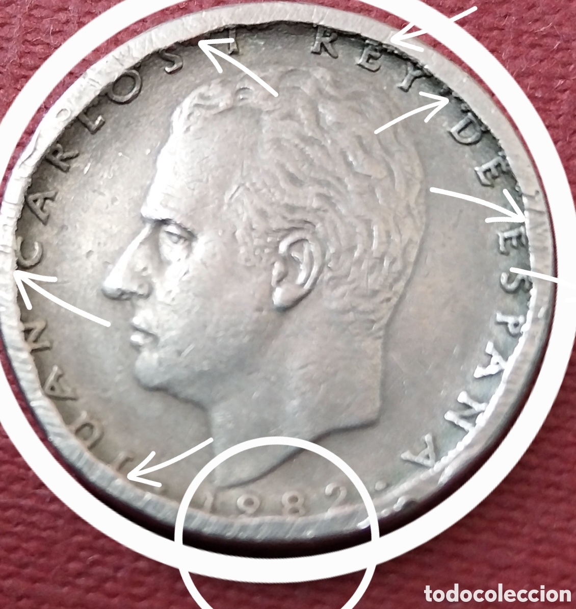 Monedas con errores: 25 Ptas 1982 - Mula Cospel C&oacute;ncavo (8,2g FNMT) - Rara MBC - Foto 4