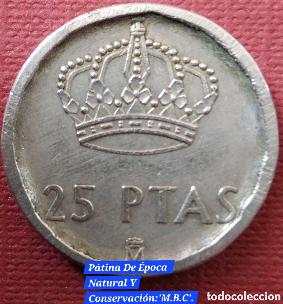 Monedas con errores: 25 Ptas 1982 - Mula Cospel C&oacute;ncavo (8,2g FNMT) - Rara MBC - Foto 5