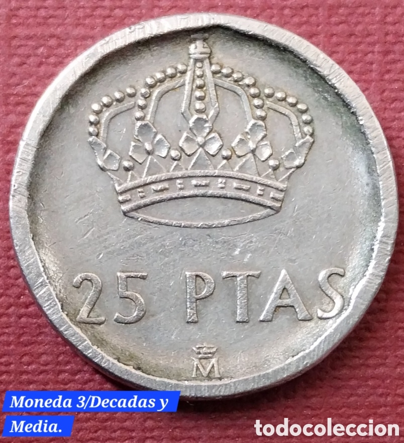 Monedas con errores: 25 Ptas 1982 - Mula Cospel C&oacute;ncavo (8,2g FNMT) - Rara MBC - Foto 7