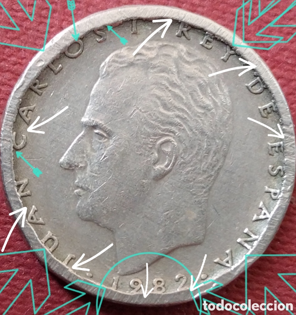 Monedas con errores: 25 Ptas 1982 - Mula Cospel C&oacute;ncavo (8,2g FNMT) - Rara MBC - Foto 1