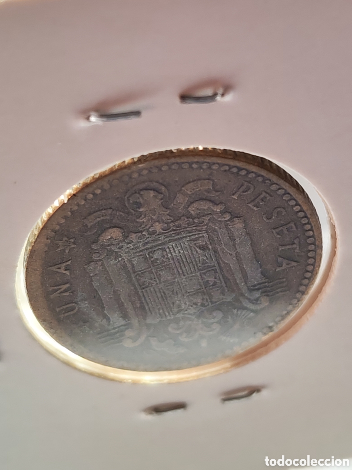 Monedas con errores: Espa&ntilde;a. 1 Una peseta 1947 *49 error troquel roto - Foto 5