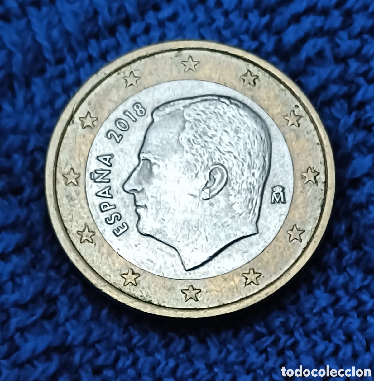 Monedas con errores: BP. 1 &euro;. Espa&ntilde;a. 2018. Error pegote de metal en anverso. - Foto 3