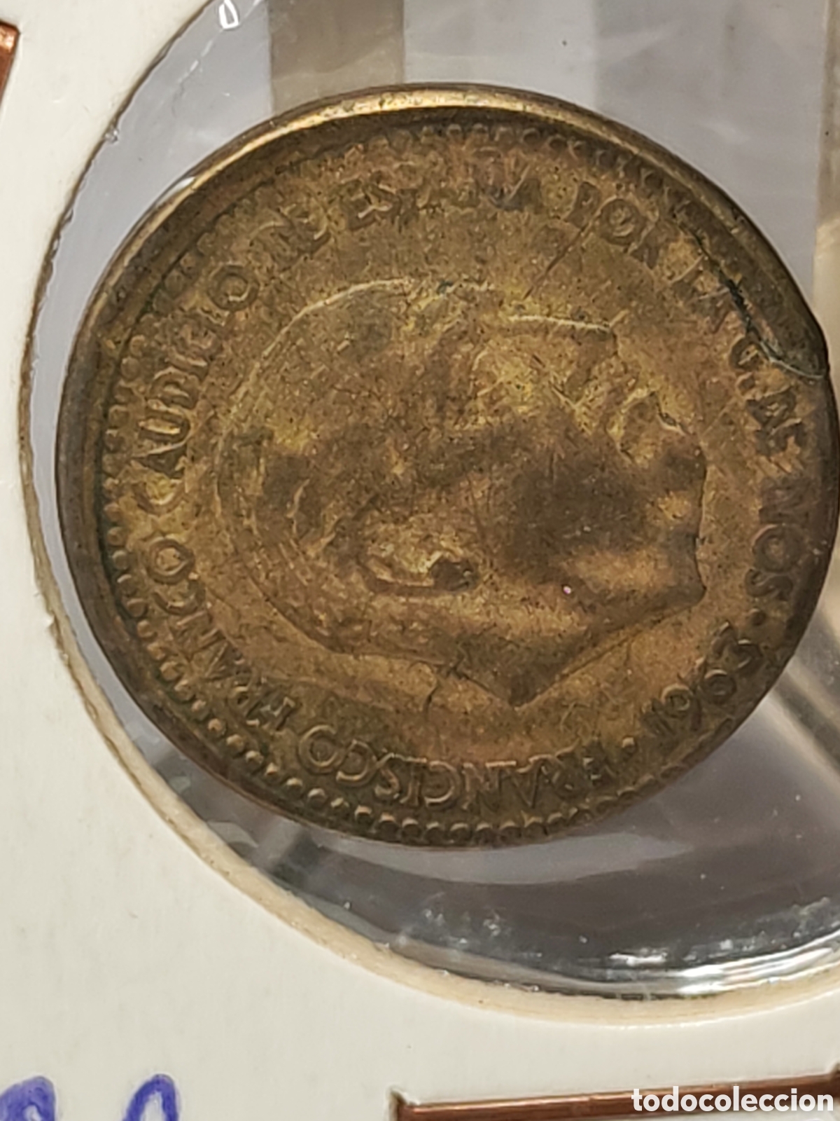 Monedas con errores: Espa&ntilde;a. 1 Una peseta.1963 *63 . Error. Troquel roto. - Foto 3