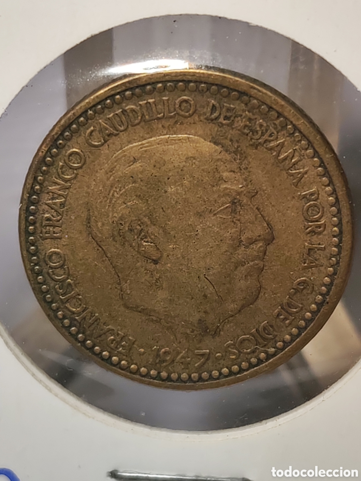 Monedas con errores: Espa&ntilde;a. 1 peseta.1947 *54 . Error troquel . Francisco Franco - Foto 3