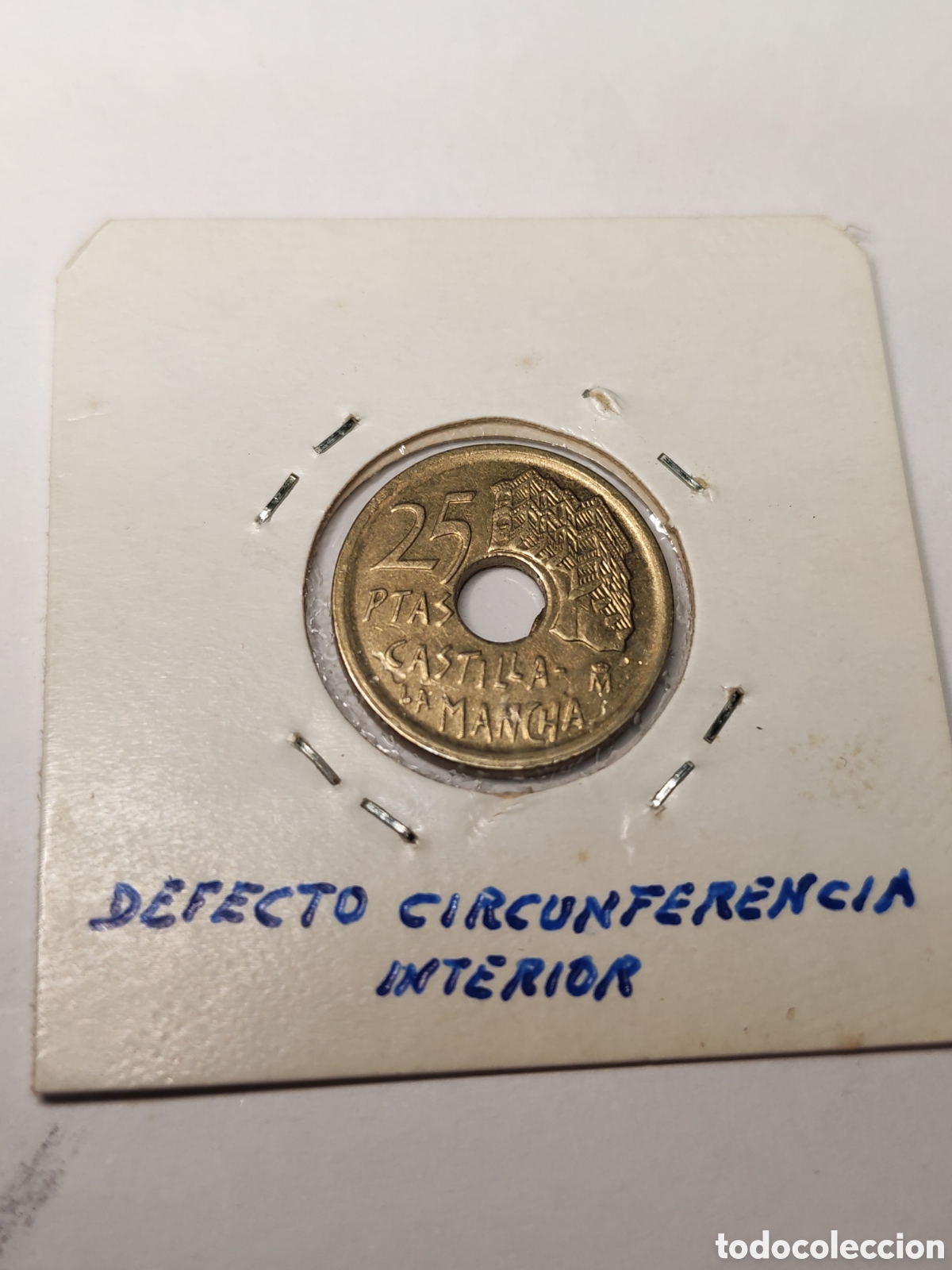Monedas con errores: Espa&ntilde;a. 25 pesetas. 1996. Error . Defecto de troquel en circunferencia interior - Foto 2