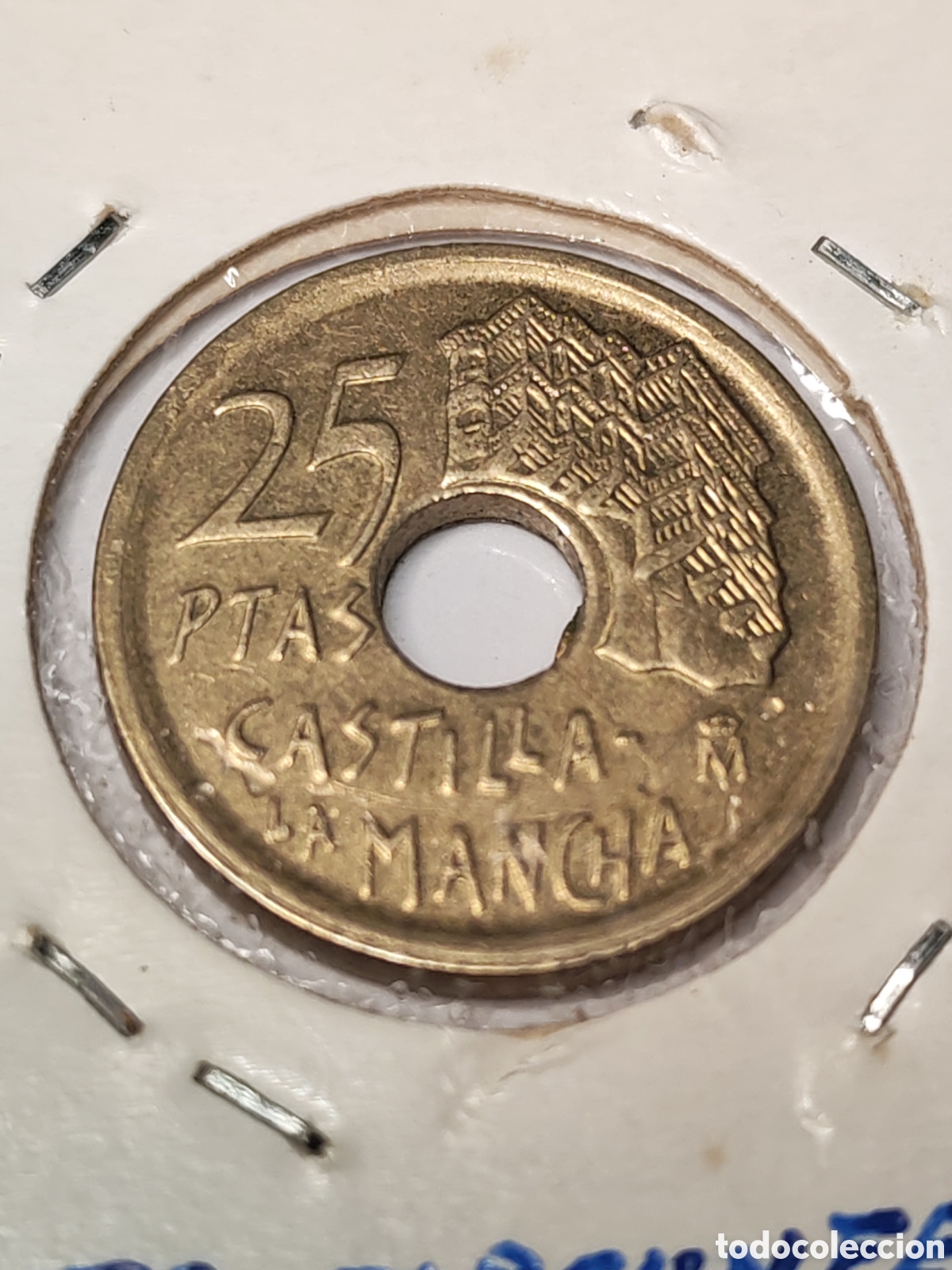 Monedas con errores: Espa&ntilde;a. 25 pesetas. 1996. Error . Defecto de troquel en circunferencia interior - Foto 3