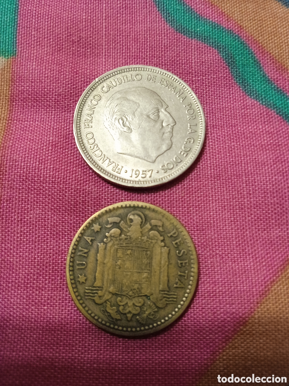 Monedas con errores: X- ERROR Peseta y 5 pesetas con hojas - Foto 2