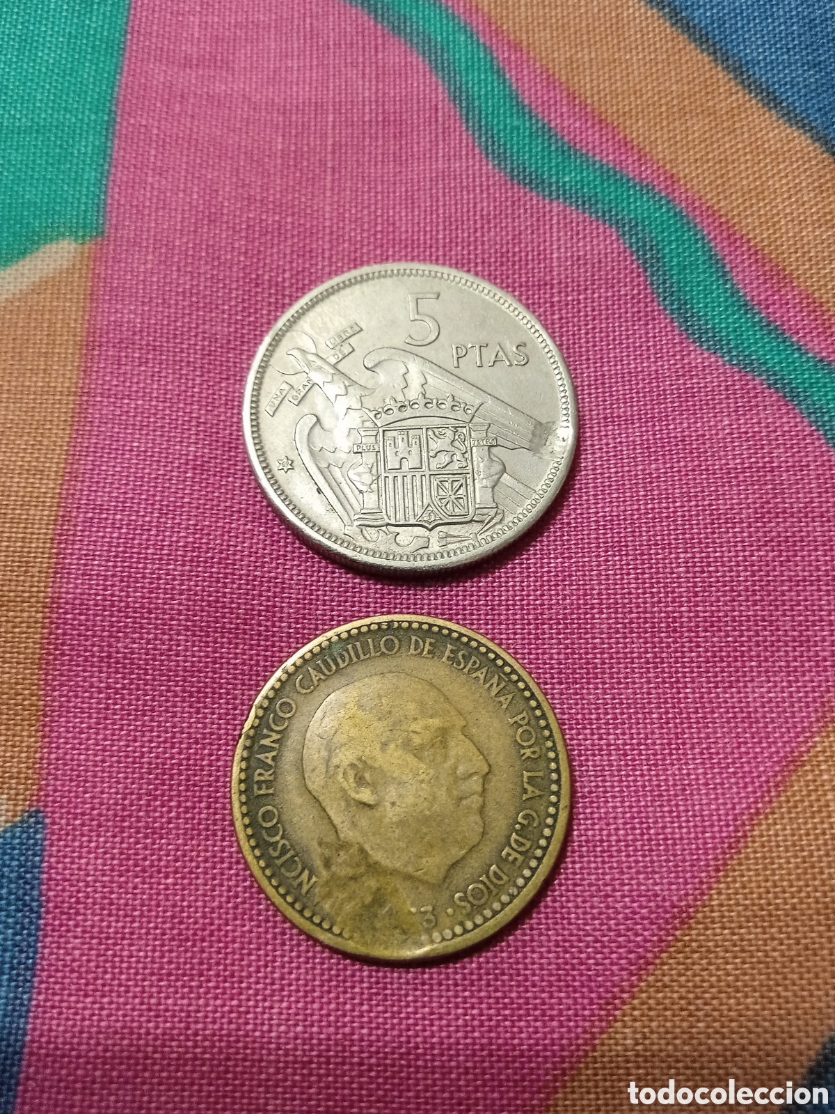 Monedas con errores: X- ERROR Peseta y 5 pesetas con hojas - Foto 1