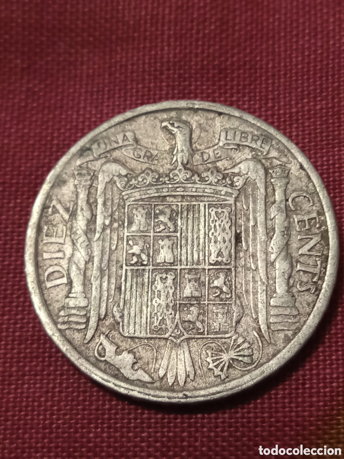 Monedas con errores: X- 10 CENTIMOS 1945 COSPEL ANVERSO Y MARCA - Foto 3