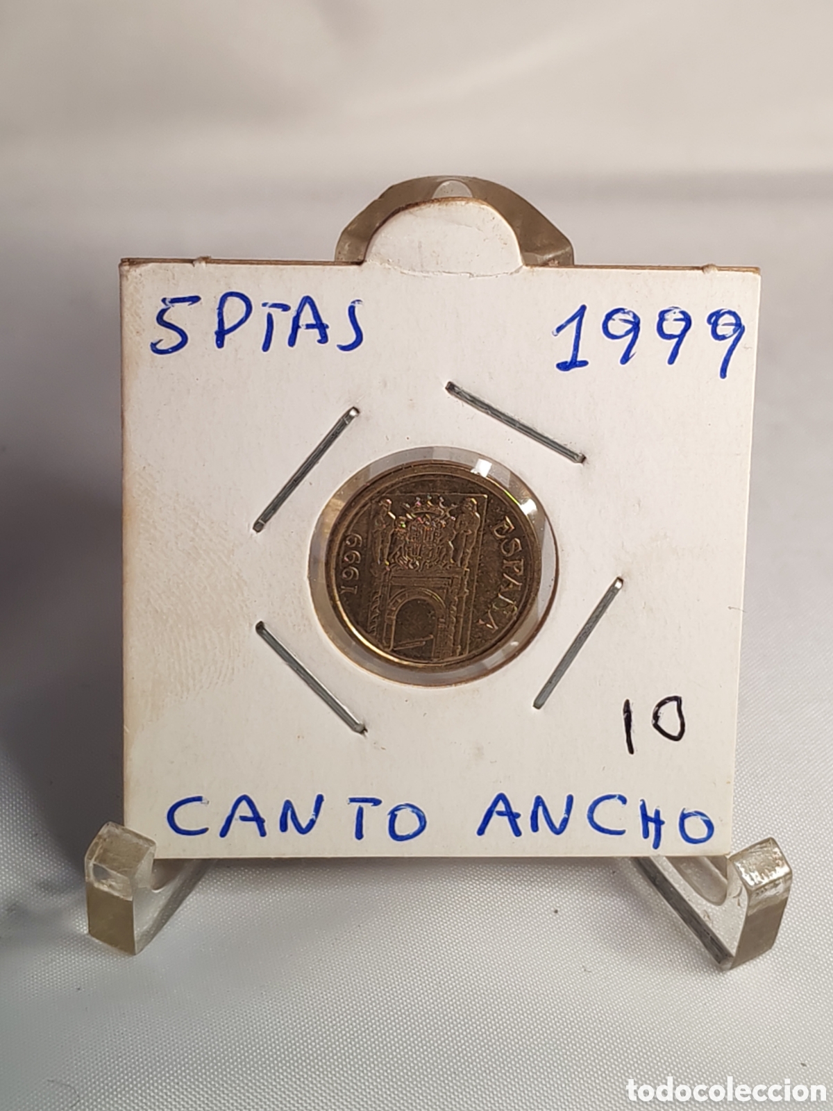 Monedas con errores: Espa&ntilde;a. 5 pesetas. 1999. Error Variante Canto ancho. Sin circular - Foto 1